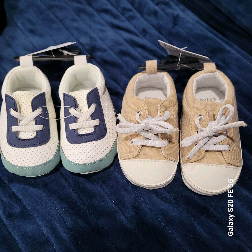 CUTE Carters Baby Boy Slip-on Sneakers (Size 0-3M & 3-6M) BRAND NEW W TAGS SB6